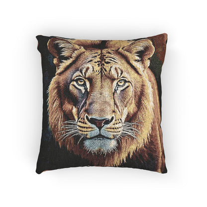 Lion Portrait Woven Pillow | Lion Face Throw Pillow, Wildlife Home Decor