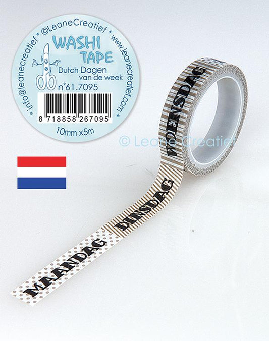 Washi Tape Jours de la Semaine Néerlandais, 10mm X 5m