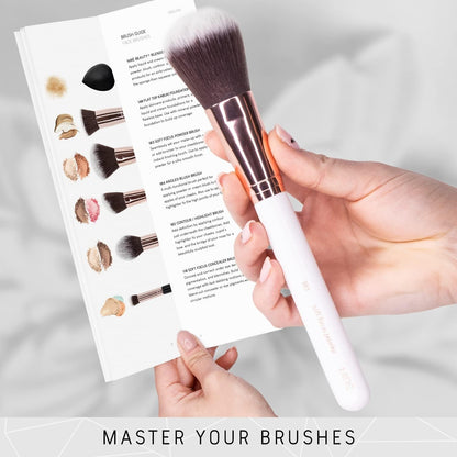 Beauty White 15Piece Award Winning Professional Makeup Brush Set: Vegan Makeup Brushes with Case, Makeup Sponge, Cleaner, Guide, Gift Box