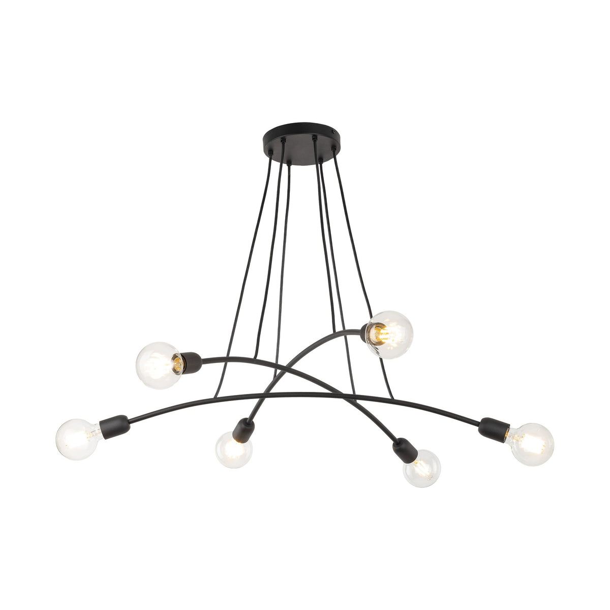 HELIX Black Minimalist 6-Light Pendant for Dining Room & Open Spaces (Clearance)