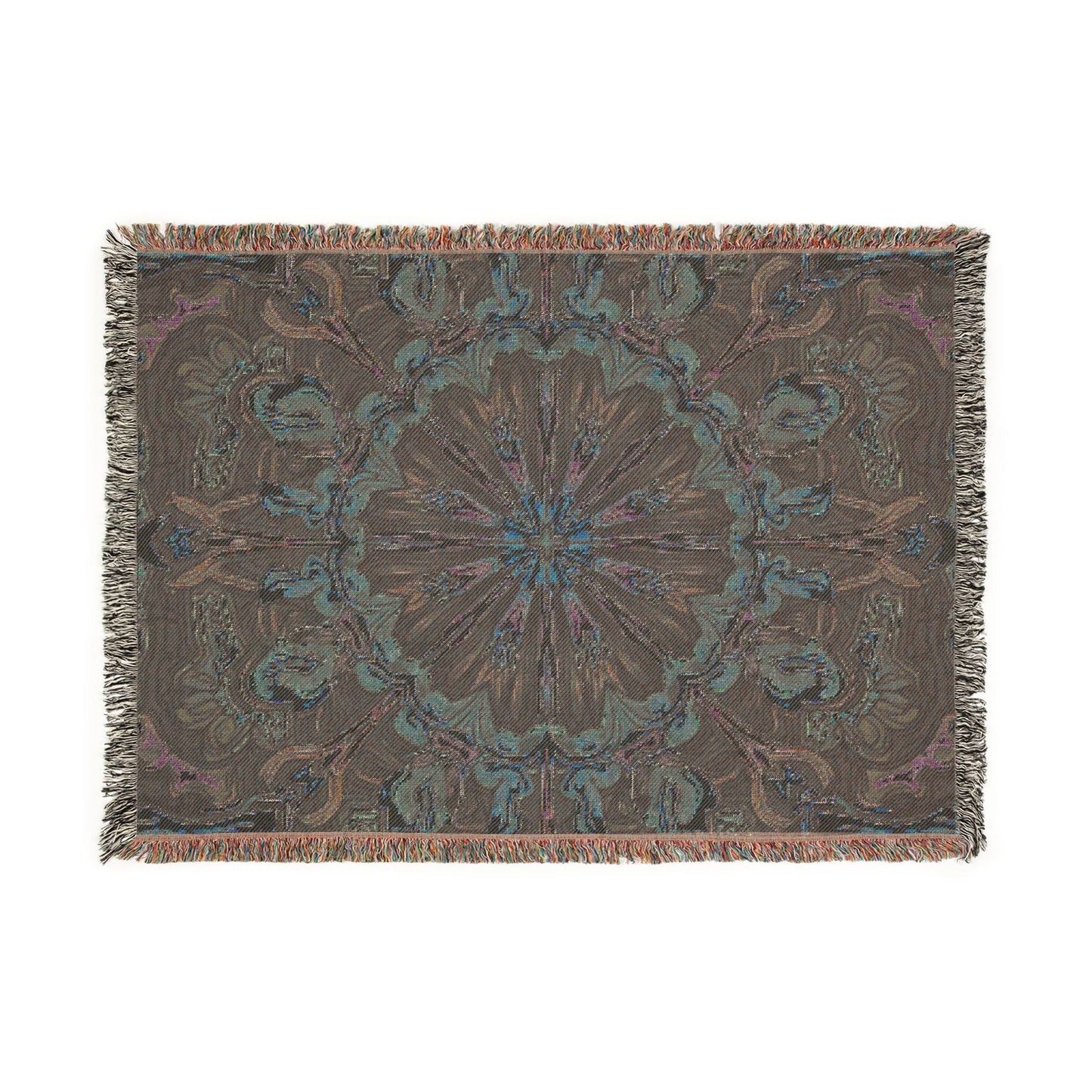 Bohemian Mosaic Woven Blanket — Vintage Tile Medallion Throw