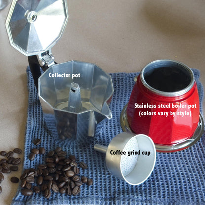 Dolce Vita! Matt Black Moka Pot - Steel Boiler