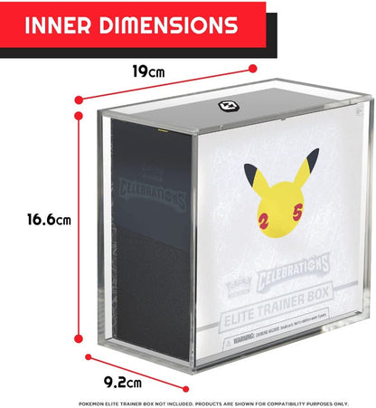 Boîte d'entraînement d'élite Pokémon ETB avec couvercle coulissant anti-UV – Protection en acrylique EVORETRO 4,0 mm (lot de 4)
