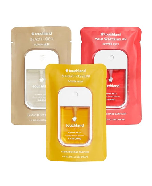Vaporisateur désinfectant hydratant pour les mains Touchland Power Mist, Lot de 3, Tropical, 90 ml