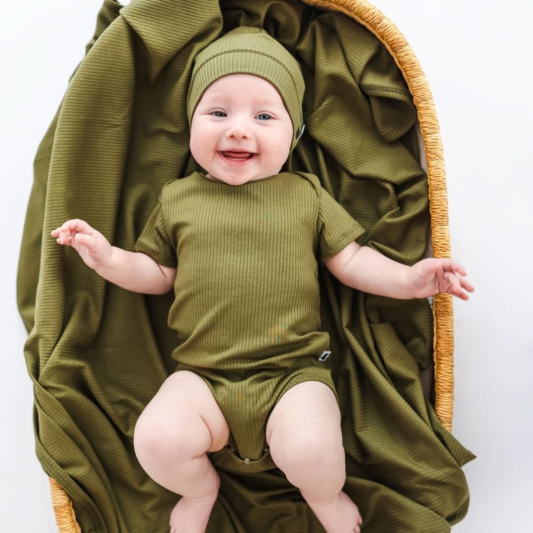 Baby Bamboo Onesie | Olive Rib