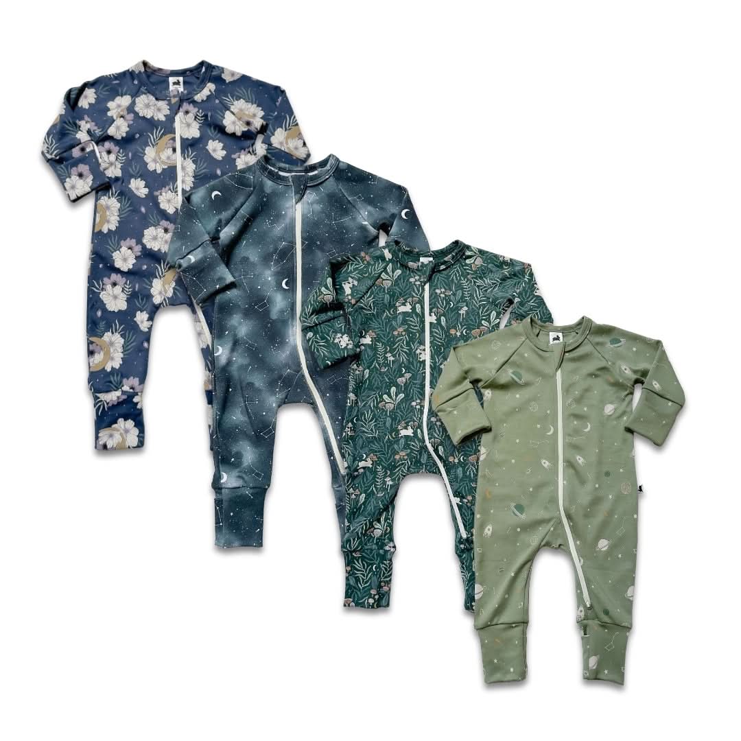 Bamboo Baby Zipper Footed Onesie | Night Sky