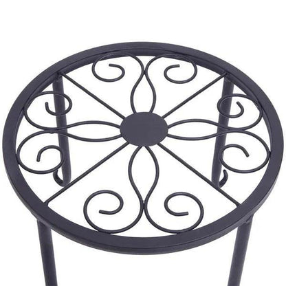 Metal Plant Stand 4 In 1 Potted Irons Planter Supports Floor Flower Pot Round Rack Display