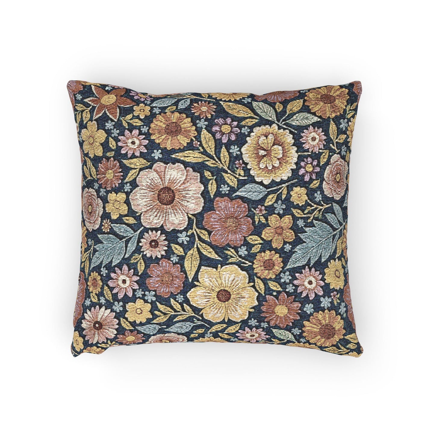 Vintage Floral Tapestry Woven Pillow | Floral Throw Pillow