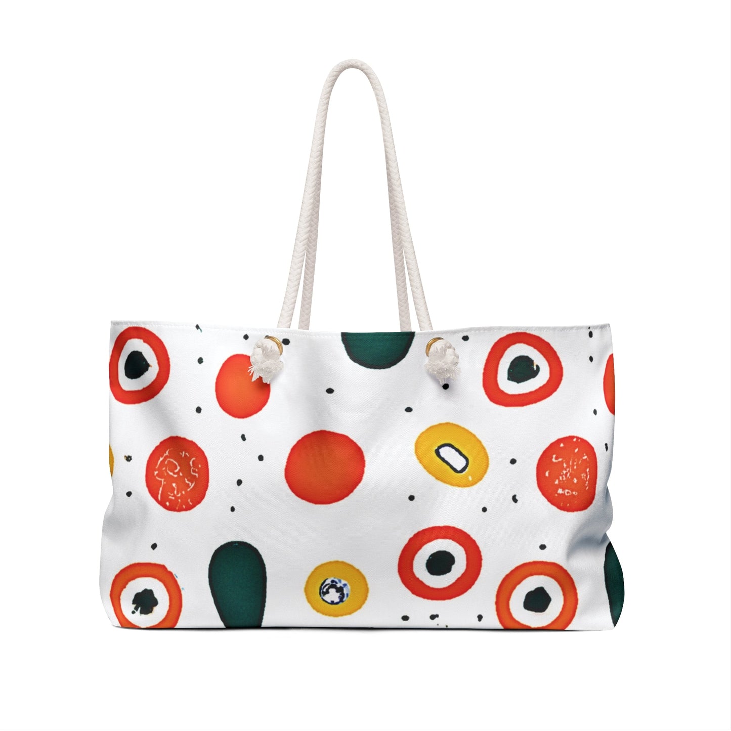 Abstract Sushi Roll Pattern Weekender Bag | Japanese Food Dots, Large Tote Bag