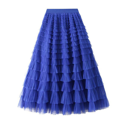 Cake Skirt Women's White Gauze long Layered tulle Skirt