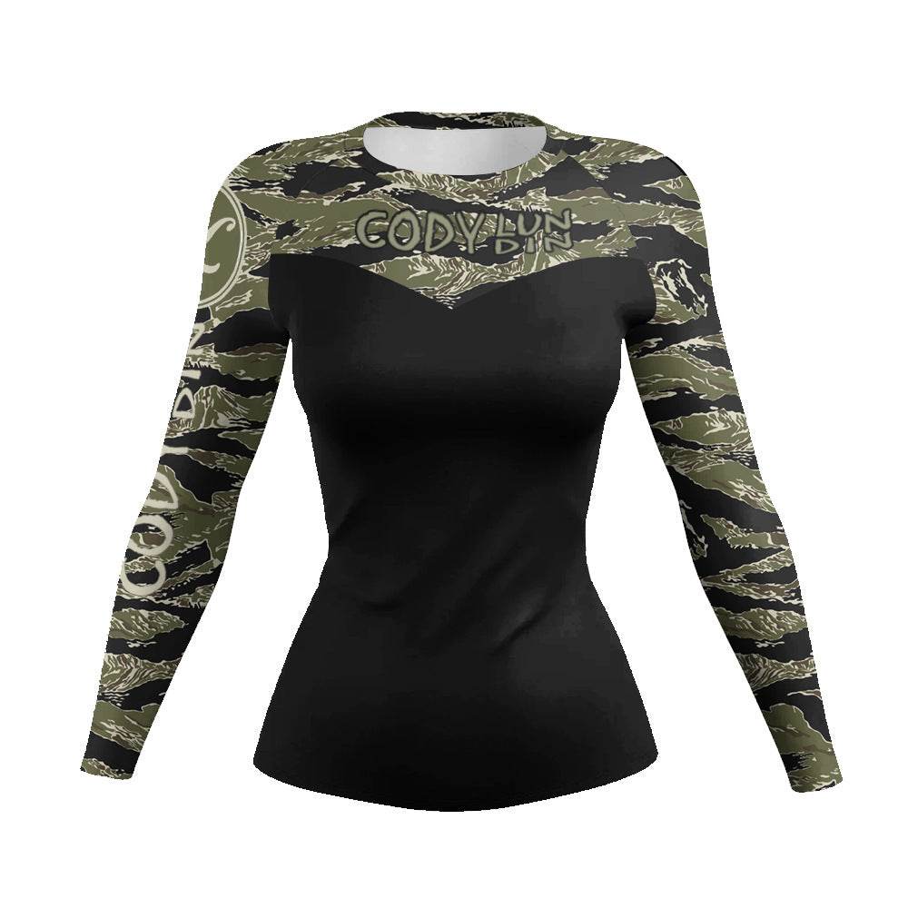 Printed Slim Fit Long Sleeve Workout Tops for Women