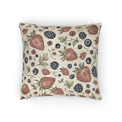 Strawberry Blueberry Pattern Woven Pillow | Fruit Botanical Throw Pillow