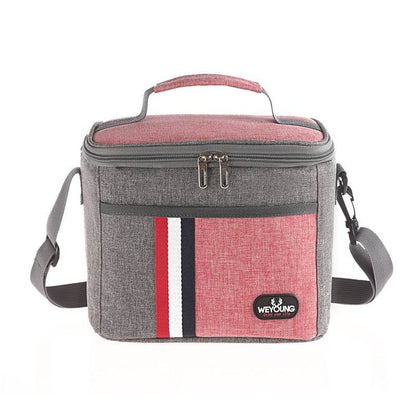 Striped Insulated Lunch Bag – Stylish Portable Tote for Work