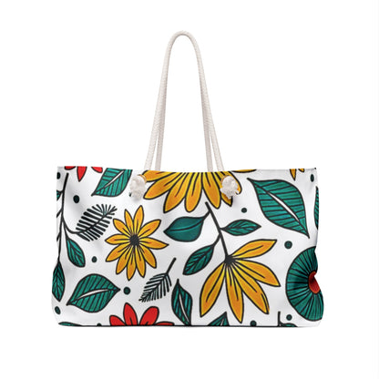 Colorful Floral Pattern Weekender Bag | Spring Flower Large Tote Bag