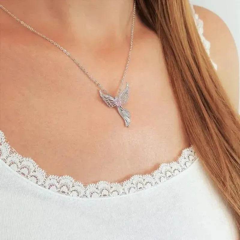 Collier pendentif "Ange Moderne" en diamant pour femme