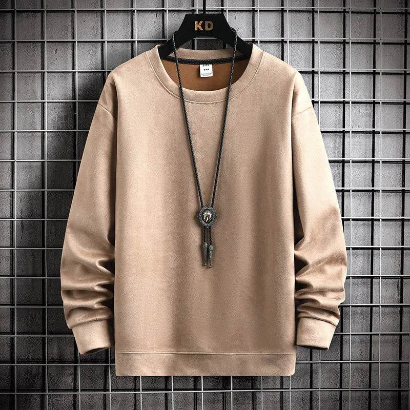 Suede Sweatshirt Men's Spring And Autumn New American Style Pullover