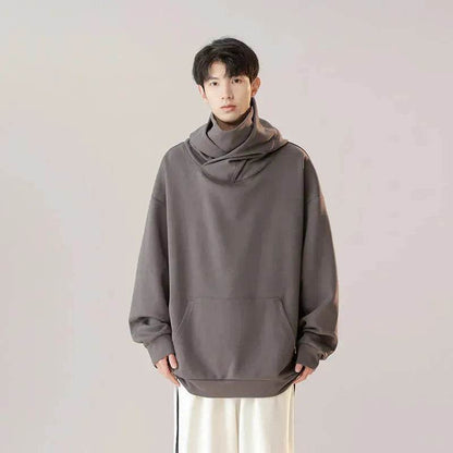 Autumn Winter Oversized Turtleneck Hoodie  Pullover for mens