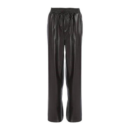 Casual Leather High-waisted Work Formal Trousers Pant women