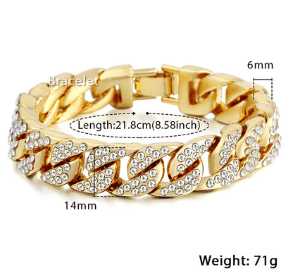 18k Gold & Diamond Laced Cuban Chain Bracelet