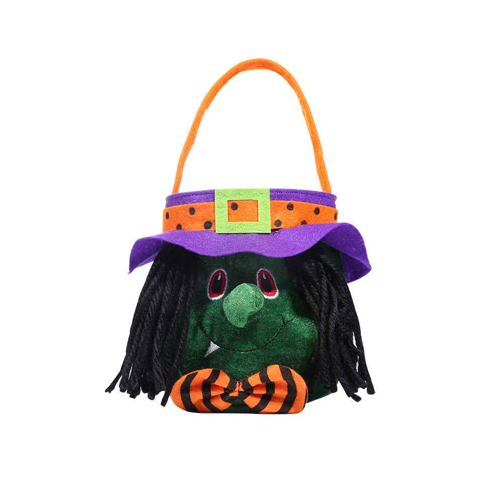 Halloween Candy Tote Bag – Cute Pumpkin Witch Black Cat Vampire Trick-or-Treat Bag