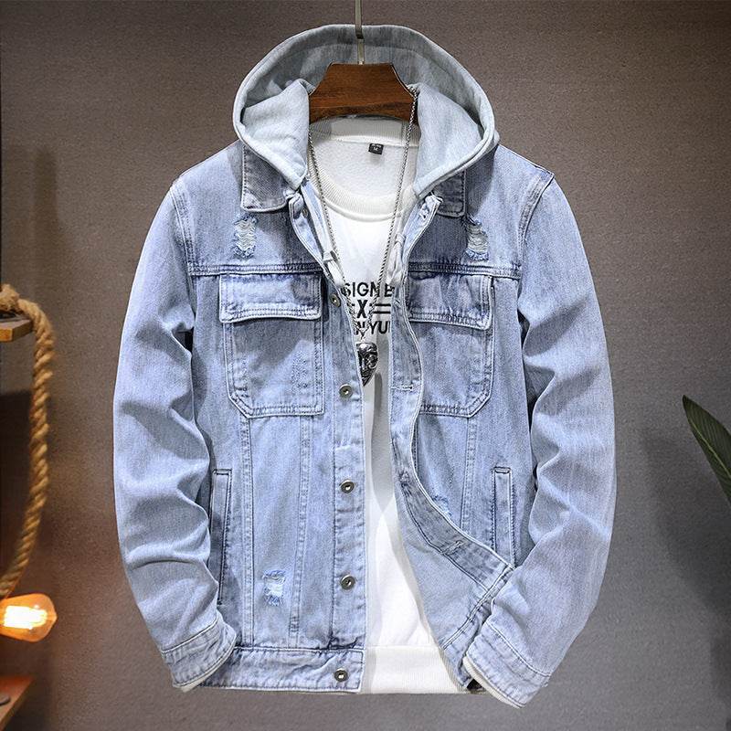 Men's Jacket Detachable Hooded Denim Jacket Men Jeans