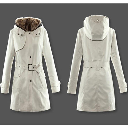 Women's Wool-Lined Mid-Length Cotton Coat – Detachable Lining Long-Sleeve Outerwear