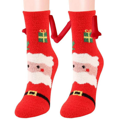 Soft Carton Christmas-themed Fleece Winter Home socks for Women