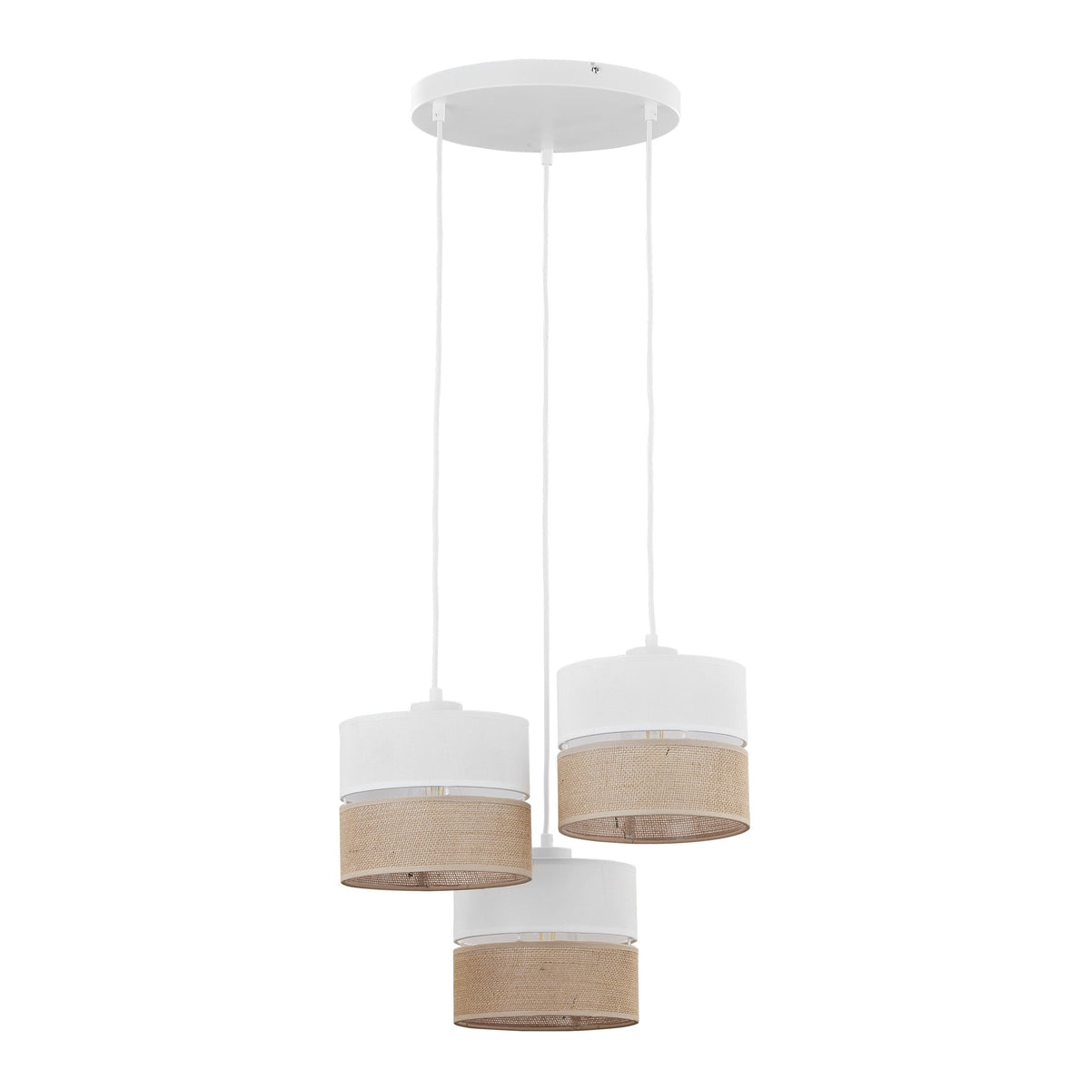 LINOBIANCO 3-Light Cluster Pendant with Linen & Jute Shades for Dining, Kitchen & Living  Room