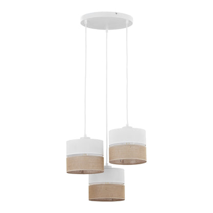 LINOBIANCO 3-Light Cluster Pendant with Linen & Jute Shades for Dining, Kitchen & Living  Room