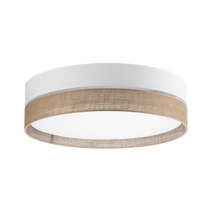 Linobianco Natural Linen Scandinavian Flush Mount Ceiling Light for Bedroom, Hallway & Low Ceilings