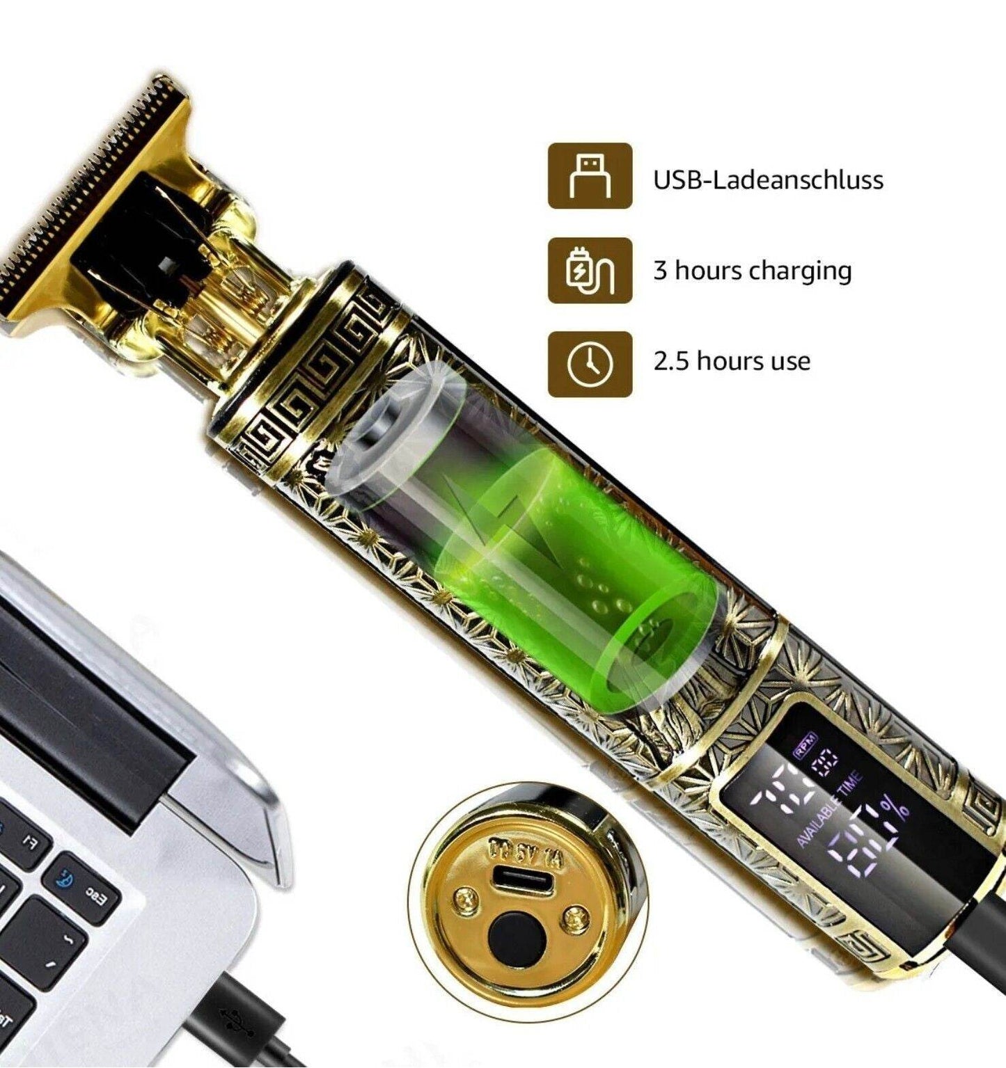 Beard Trimmer Hair Clippers Cordless Hair Cutting Kit Barber Shaving Machine For Men USB Rechargeable 1 PCS