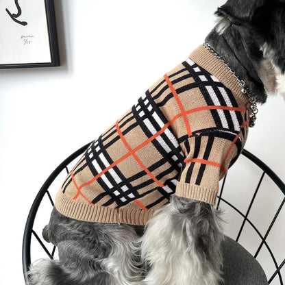 Pull en tricot pour chien | Pull en tricot à carreaux Brrbrry pour chien