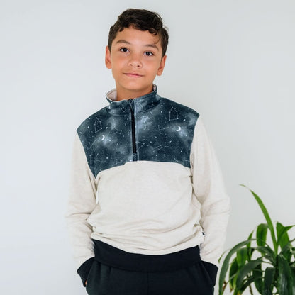 Youth Bamboo Fleece Half-Zip | Ash With Night Sky