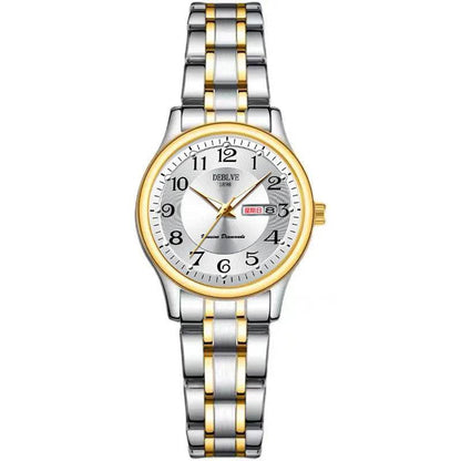 Ultra-Thin Stainless Steel Strap Watch, Double Calendar, Luminous, Waterproof
