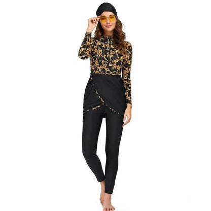 ArabSwimsuit Long-sleeved Trousers Three-piece Set Conservative Sun Protection With Chest Pad
