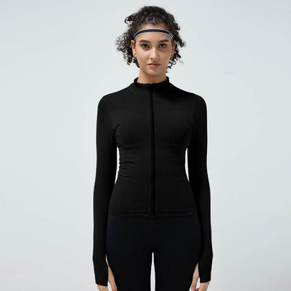Long Sleeve Workout top for women Slim fit Athletics Sport Zip up Gym top