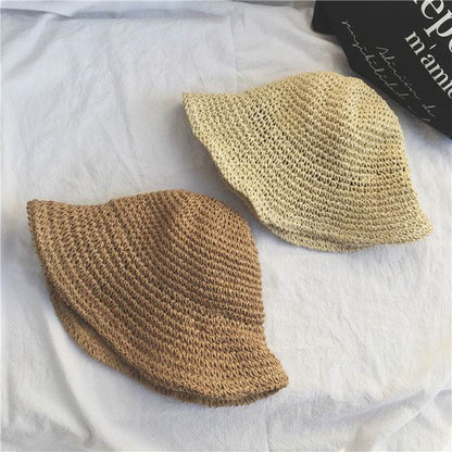 Summer Vacation Beach Outdoor foldable Large Brim Bucket Sun Hat for Women