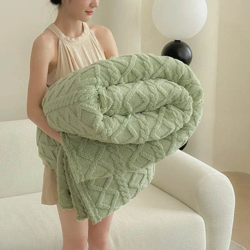 Couverture de canapé en velours double face monocouche, douce pour l'hiver