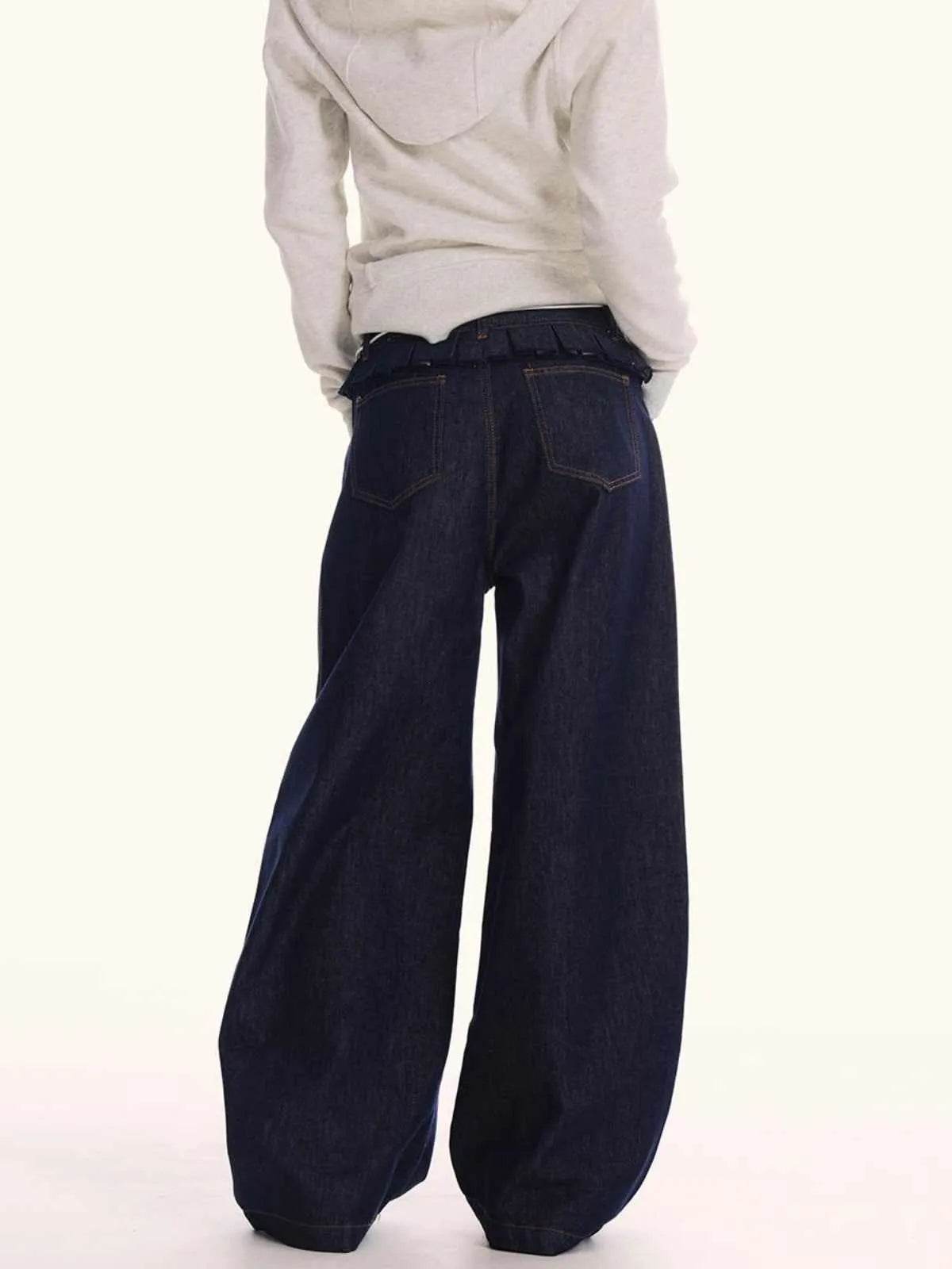Pantalon jean ample à taille lâche pour hommes et femmes