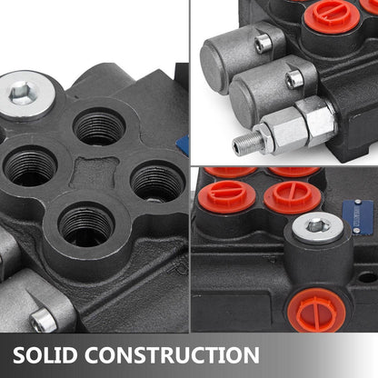 Hydraulic Valve 2 Spool Hydraulic Joystick Control Valve 11gpm Hydraulic Directional Control Valve Double Acting For Tractors Loaders Tanks