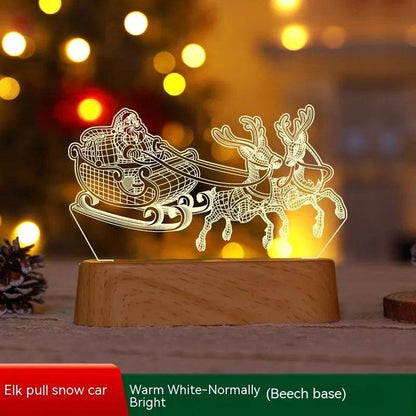 Décoration de Noël Lampe 3D Acrylique LED Veilleuses Nouvel An Saint-Valentin Cadeau de Noël pour Enfants Ornements de Noël
