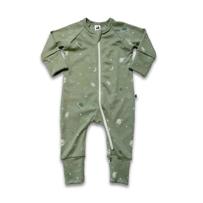 Bamboo Baby Zipper Footed Onesie | Outer Space