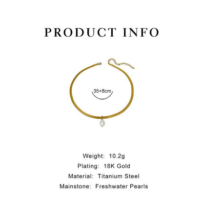 Wide Flat Snake Pearl Necklace