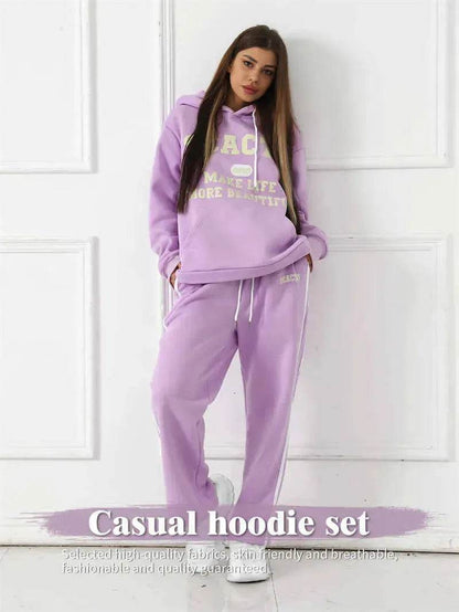 Fashion Casual joggers and hoodie set women's