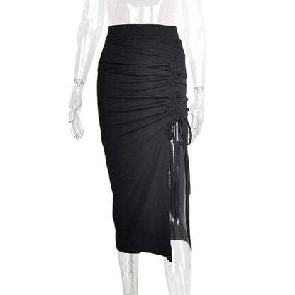 European And American Women's High Waist Hip Midi Split Skirt