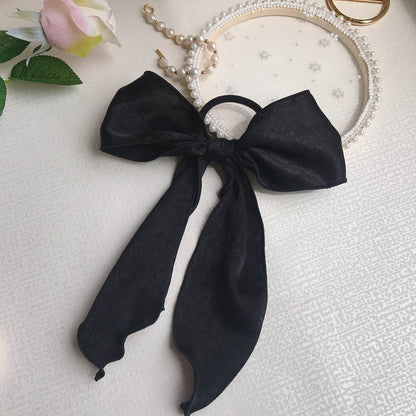 Silk satin oversized bow tie Hair Scrunchies ponytail Holder