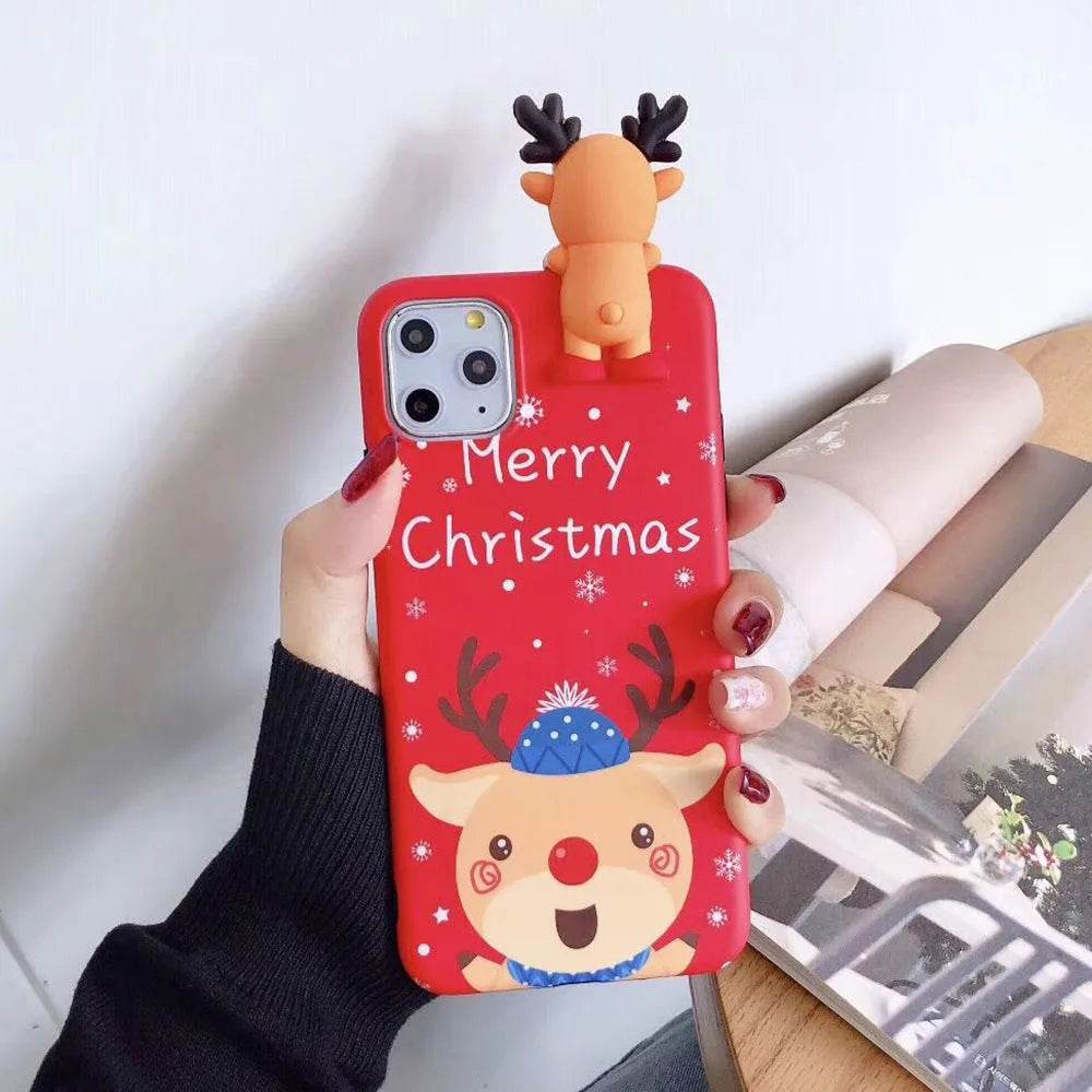 Merry Snowflakes Santa Deer Christmas-themed phone case