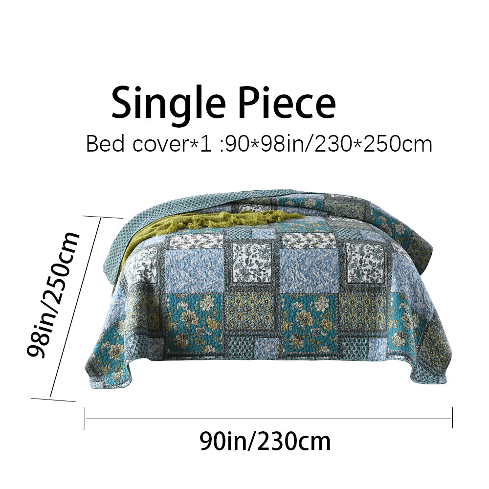 Reversible Cotton Quilt Bedspread Set – Vintage Floral Patchwork 3-Piece All-Season Bedding