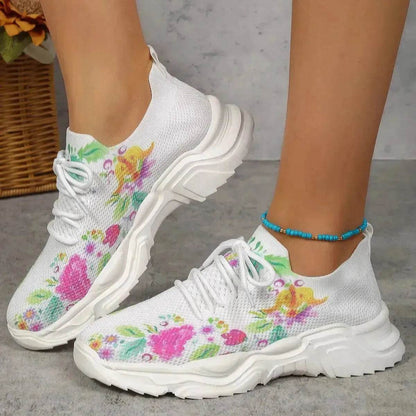 Chaussures de course pour femmes Flower Sports Baskets plates tendance