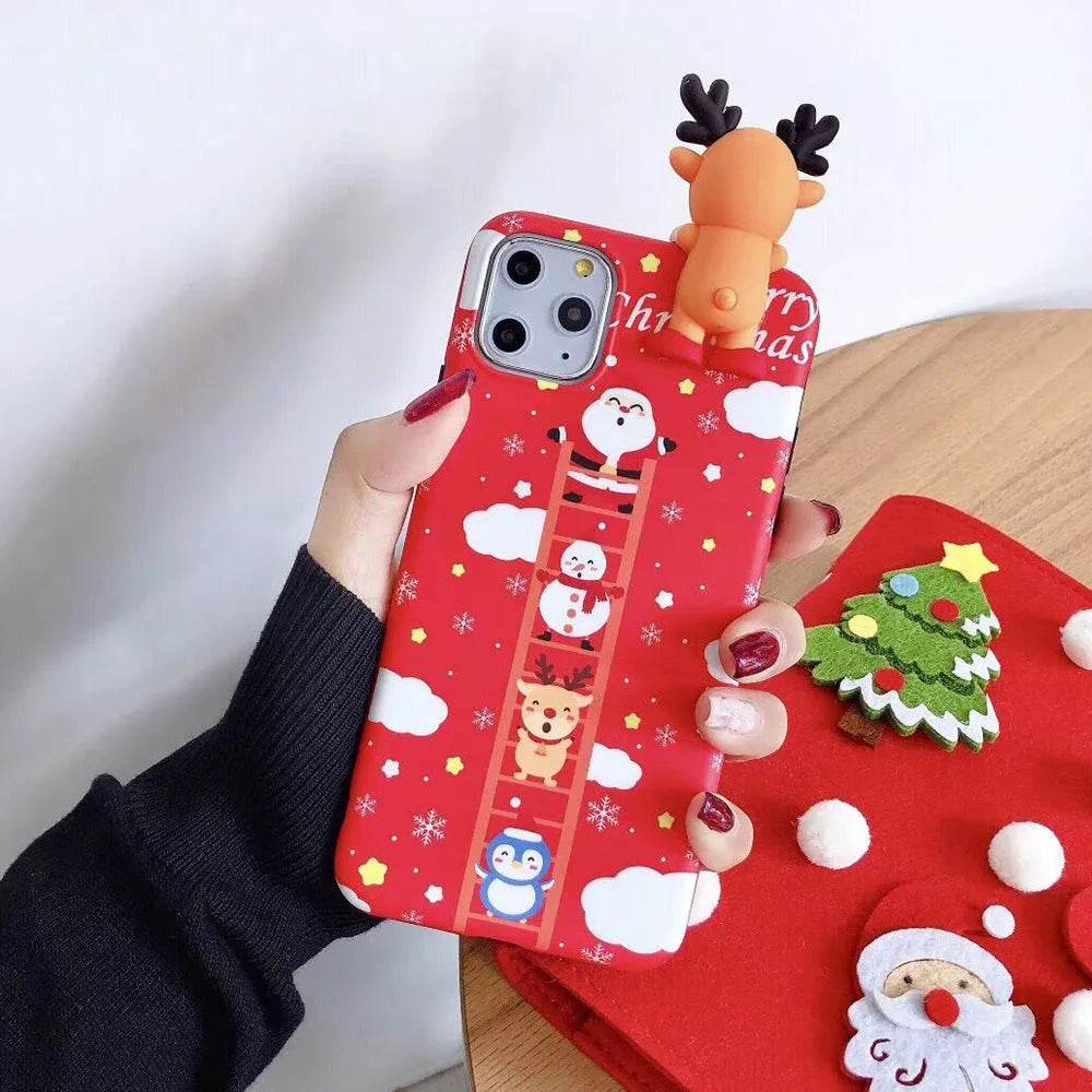 Merry Snowflakes Santa Deer Christmas-themed phone case